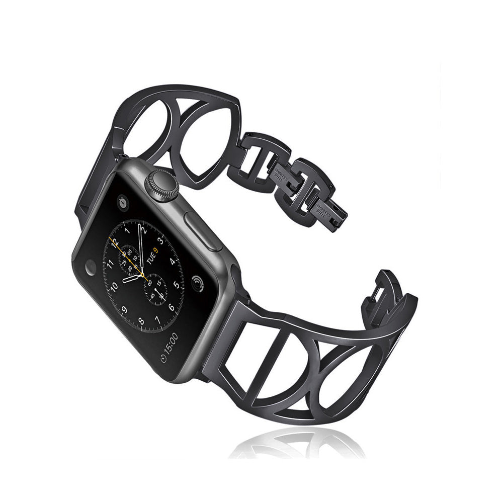 Fashion Hollow Metal Watch Band For Apple Watch SE/6/5/4/3/2/1(Black)