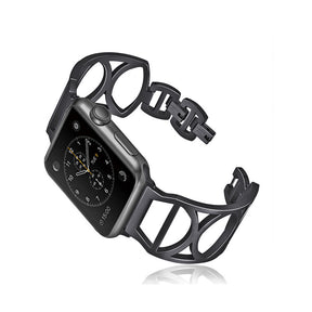 Fashion Hollow Metal Watch Band For Apple Watch SE/6/5/4/3/2/1(Black)