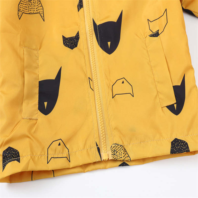 Toddler Boys Girls Cartoon Print Zip Jacket Hooded Trench Kids Casual Coats-40