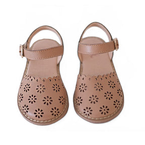 Kids Girls Sandals Anti-Slip Closed Toe Classic Flats for Summer-Khaki