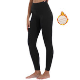 Sherpa Fleece Legging for Women Stretchy Thermal Workout Pants-Black