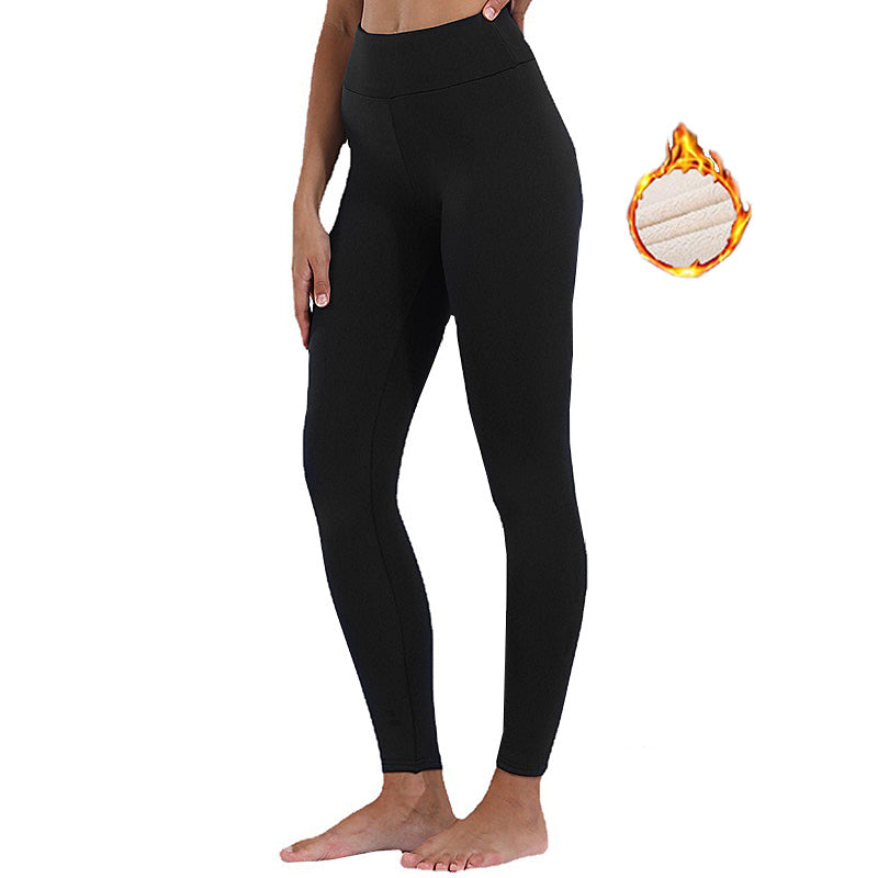 Sherpa Fleece Legging for Women Stretchy Thermal Workout Pants-Black