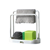 Kitchen Drain Rack Tray for Sponge Dishcloth Brush Storage-White