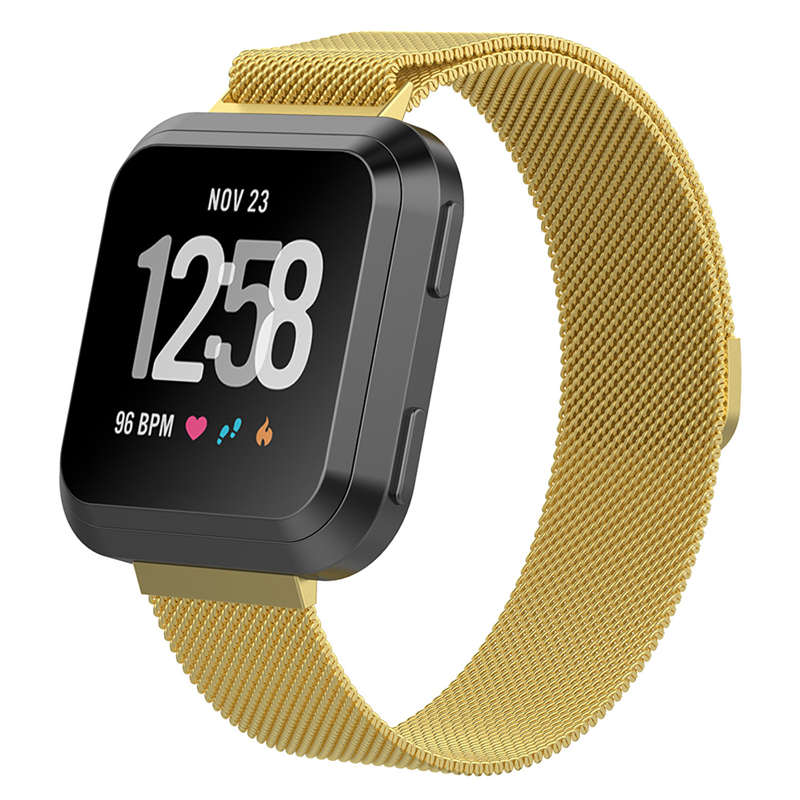 Magnetic Stainless Steel Strap For Fitbit Versa Smart Watch-Gold