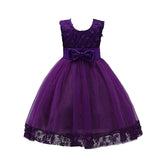 Girls Tulle Lace Flower Princess Wedding Dress For Toddler And Baby Girl-Dark Purple