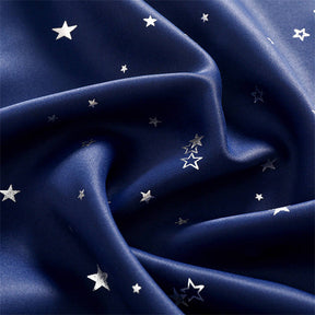 2 Panels Kids Blackout Curtains with Silver Star Print for Bedroom Living Room-Navyblue