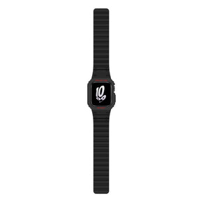 Magnetic Watch Band with Bumper Case Shockproof for Apple Watch-Black