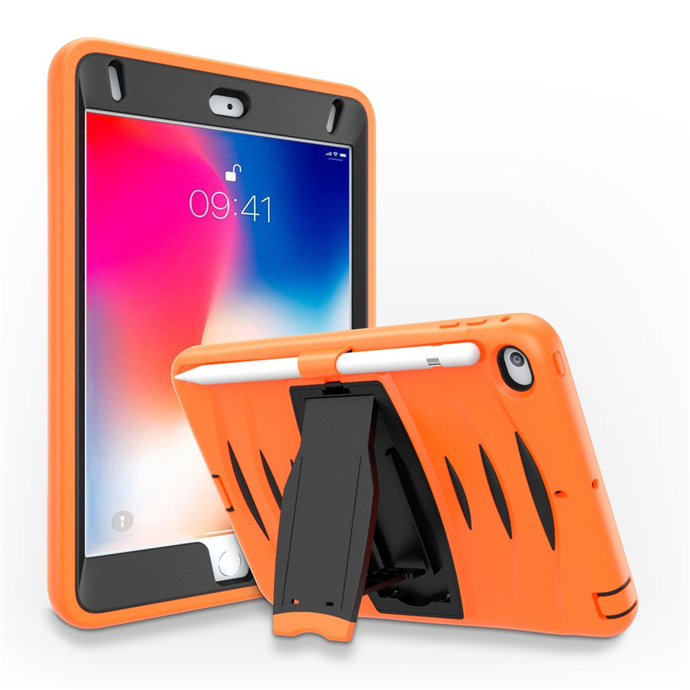 Shock Wave Design Kickstand Case Heavy Duty Rugged Anti-Fall Protection With Pencil Holder For 7.9inch iPad Mini 4/5-Orange
