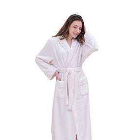 Warm Soft Plush Robe with Pockets for Unisex-White