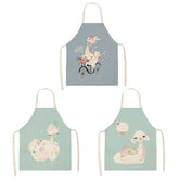 3 Pcs Kids Alpaca Printed Linen Apron Bib for Cooking Painting-6