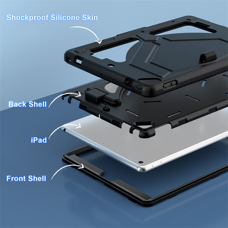 Tablet Case Kids Friendly with Pencil Holder for iPad 11 2020/2021/2022-Black