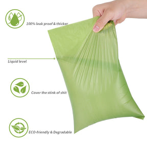 2 Rolls Dog Poop Bags Leak-proof Degradable Waste Bag 15 Doggy Bags Per Roll-Green