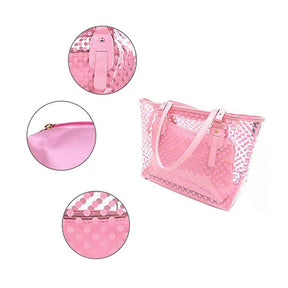 Candy Color PVC Clear Shoulder Bag Beach Tote Bag-Blue