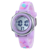 Girls Digital Sport Watches LED with 7 Colors Backlight 3D Butterfly Wristwatch-LightPurple