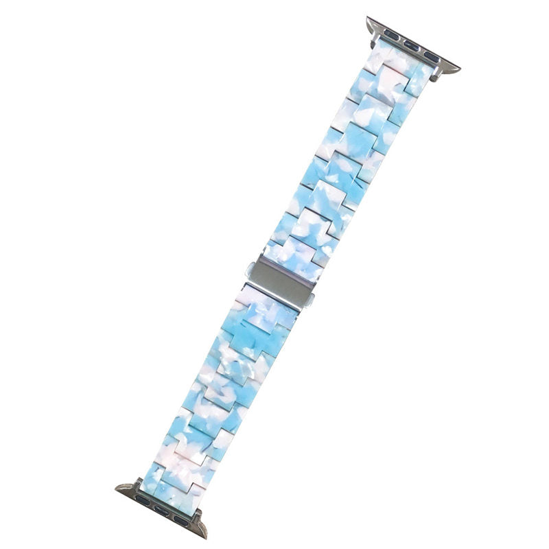 Fashion Resin iWatch Band with Stainless Steel Buckle for iWatch Series SE/6/5/4/3/2/1-SkyBlue