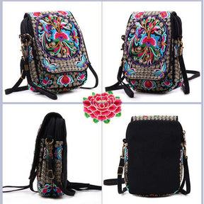 Embroidered Cute Mini Crossbody Bag for Women Small Cell-phone Pouch Coin Purse-C