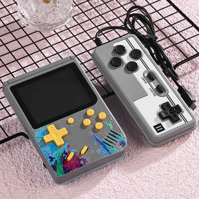 3.0inch Screen Retro Handheld Game Console 500 Classic FC Games Support to TV Output-Two Player-Grey