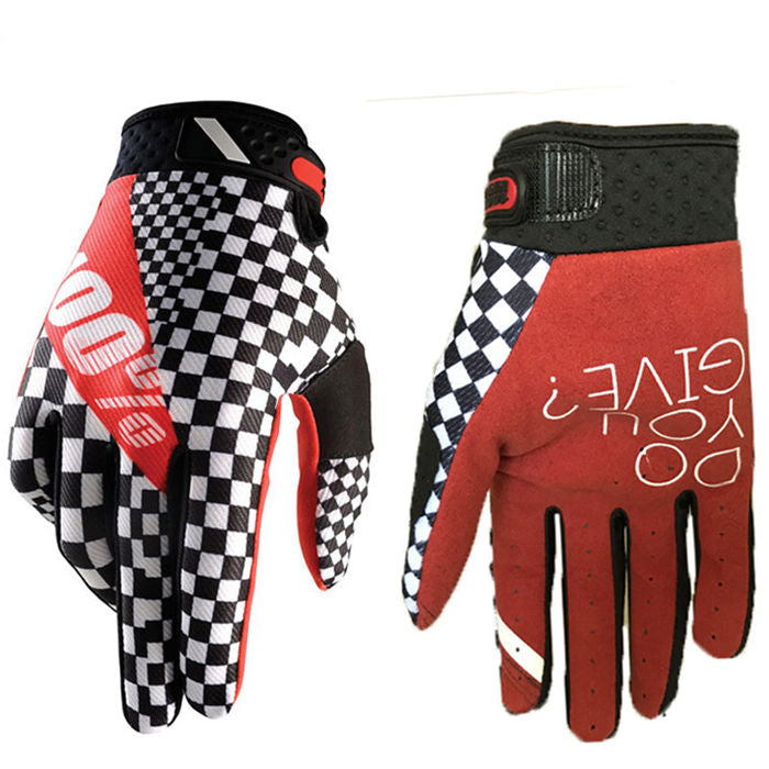 Motorcycle Gloves for Men and Women Full Finger Touchscreen Motorbike Gloves-Black Red Lattice-LYX-08168