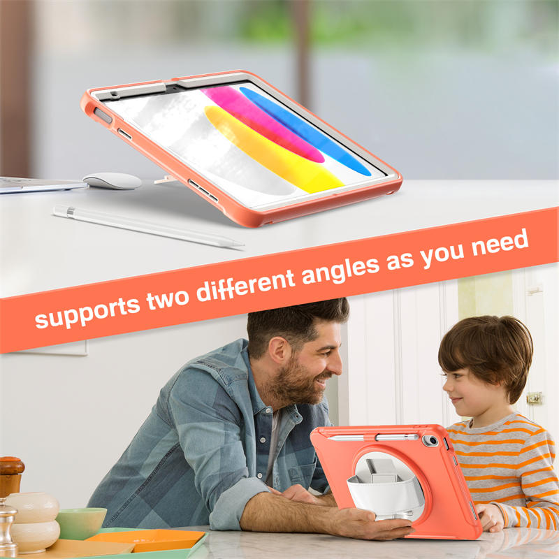 Tablet Case For iPad 10th with 360¡ã Kickstand/Hand Strap Shockproof-Orange