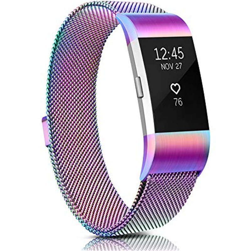 Stainless Steel Magnetic Strap For Fitbit Charge 2 Replacement Bracelets Milanese-Colorful