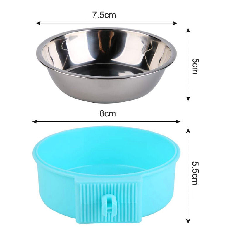 Removable Stainless Steel Hanging Pet Bowl for Cats Dogs-Pink