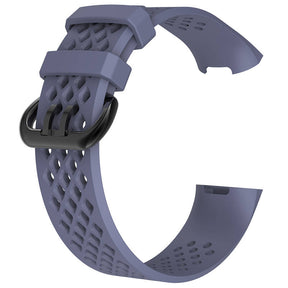 Watch Band for Fitbit Charge 3 Waterproof Band with Breathable Holes for Women Men-Gray