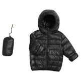 Baby Boys Girls Hooded Winter Lightweight Down Jacket Packable Down Coat-Black