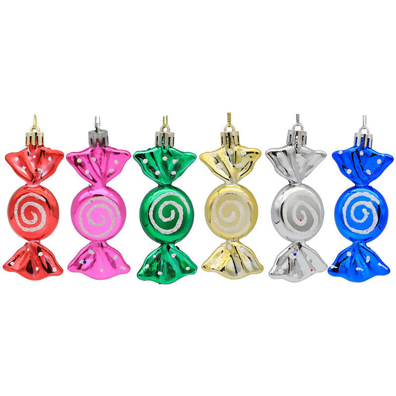 6 Pcs Sweet Candy Hanging Ornaments for Christmas Tree Party Decor-Colorful