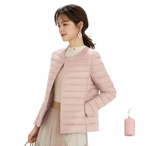 Womens Down Jacket Packable Lightweight Two Wear Waterproof Coat-Pink