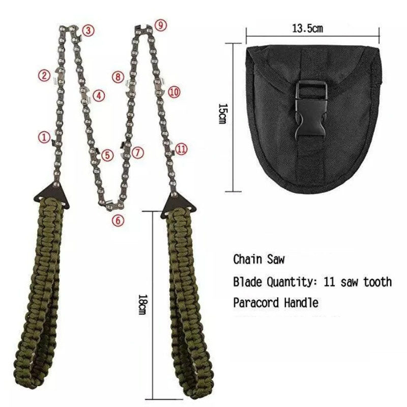 Pocket Chainsaw with Paracord Handle Wood Cutting for Camping