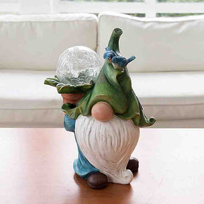 Garden Resin Dwarf Statue Magic Ball with Solar LED Lightsuitable Weatherproof for Outdoor Garden Craft Lights