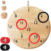 Ring Toss Games for Kids Outdoor Fun Yard Game Wooden Pendant Throwing Ring Toys-Round