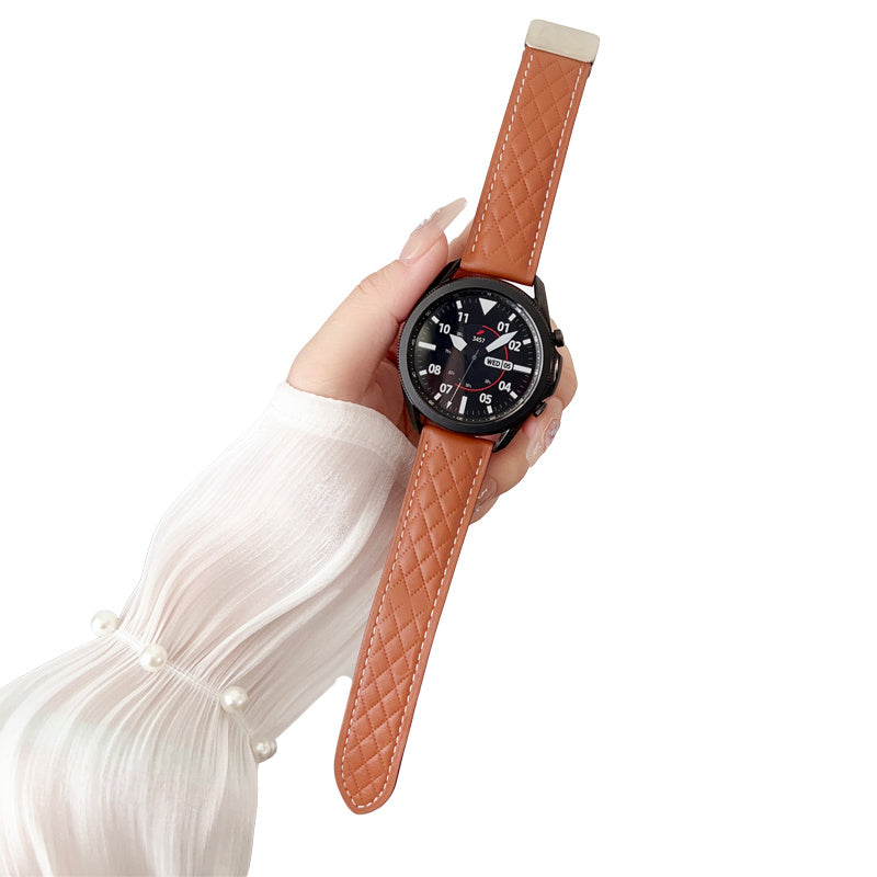 20mm Vintage Leather Band with Magnetic Clasp for Samsung Huawei Watch-4
