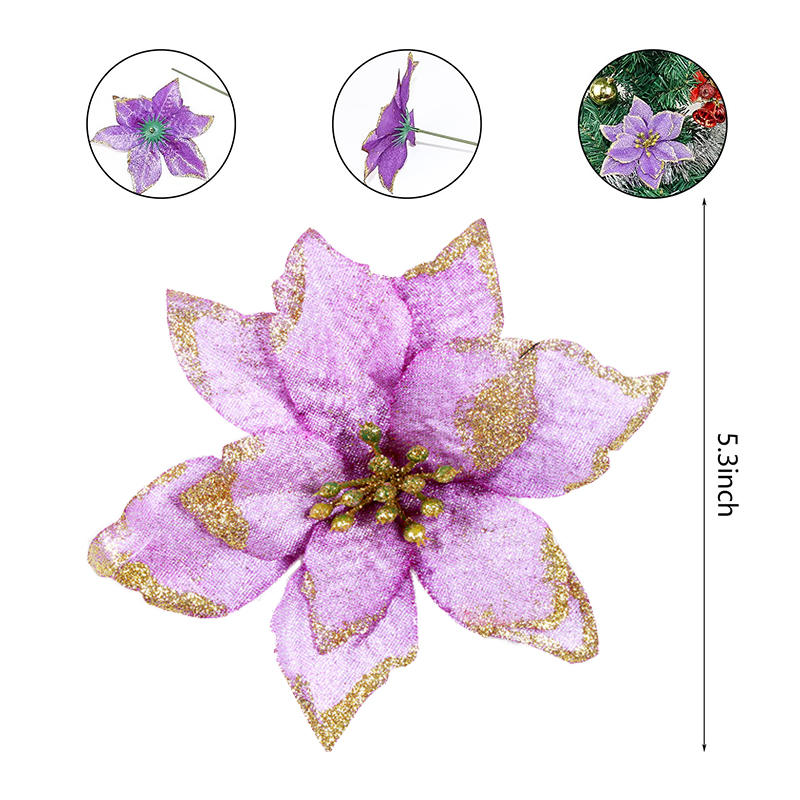 12 Pack 15cm Phnom Penh Small Flower Christmas Tree Decoration-Purple