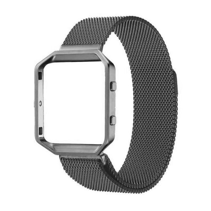 Stainless Steel Bracelet Replacement Strap Without Metal Frame For Fitbit Blaze-Gray