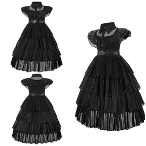 Gothic Girls Dress with Accessories Black Wednesday Halloween Cosplay