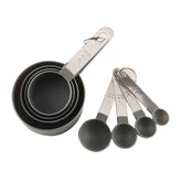 8Pcs Stainless Steel Handle Measuring Cups and Spoons Set-Gray