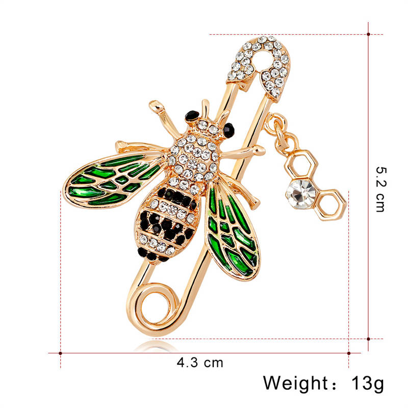 Bee Brooch Women Enamel Crystal Insect Lapel Pin