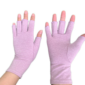 Winter Half Finger Outdoor Sport Driving Riding Cotton Breathable Gloves-Light Purple-LYX-08062-2