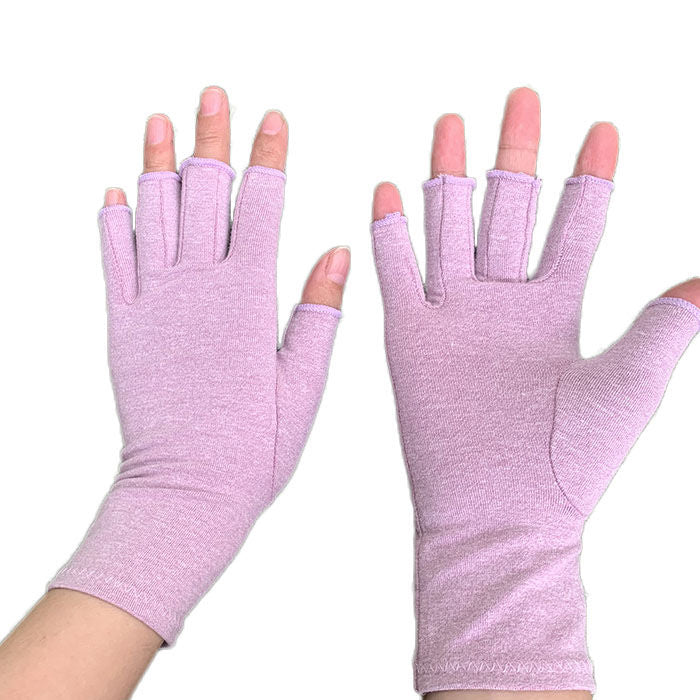 Winter Half Finger Outdoor Sport Driving Riding Cotton Breathable Gloves-Light Purple-LYX-08062-2