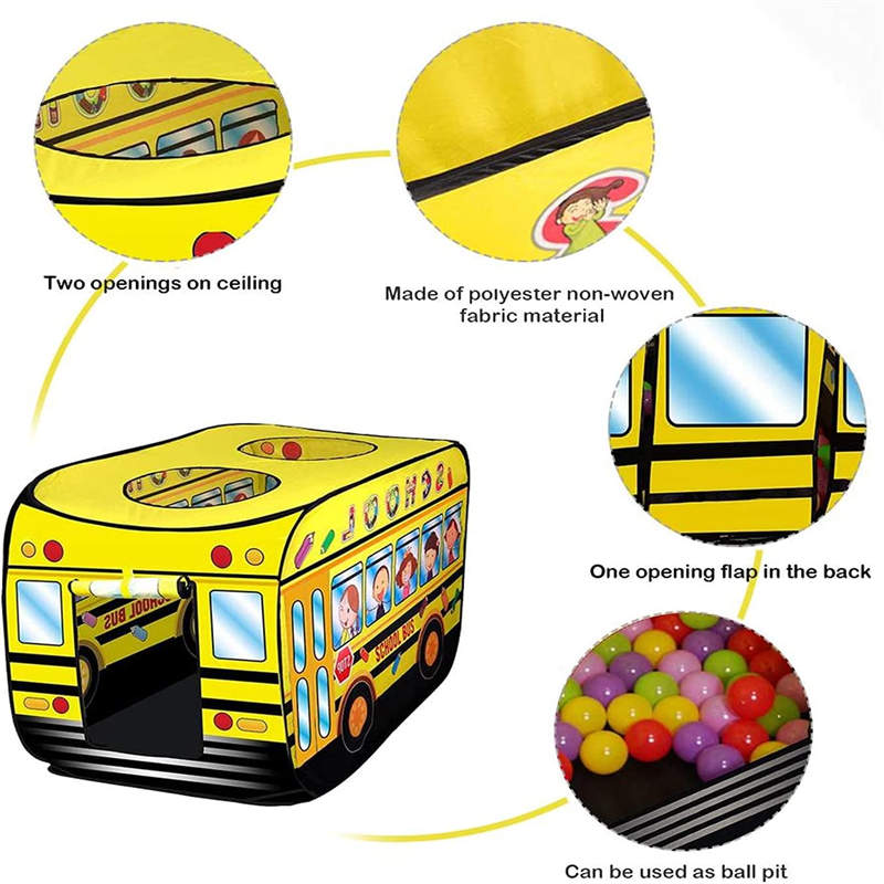 Kids Pop Up Play Tent Foldable for Indoor and Outdoor-School Bus