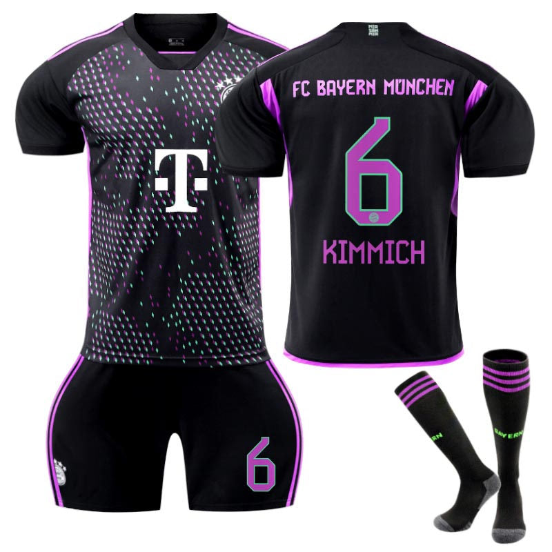 Bayern Away Jersey KIMMICH #6 Soccer Jersey Kids Adult 3-Pieces Jersey Kits