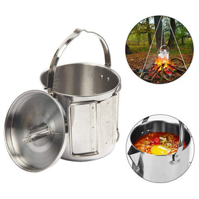 1.2L Portable Stainless Steel Kettle with Lid for Camping