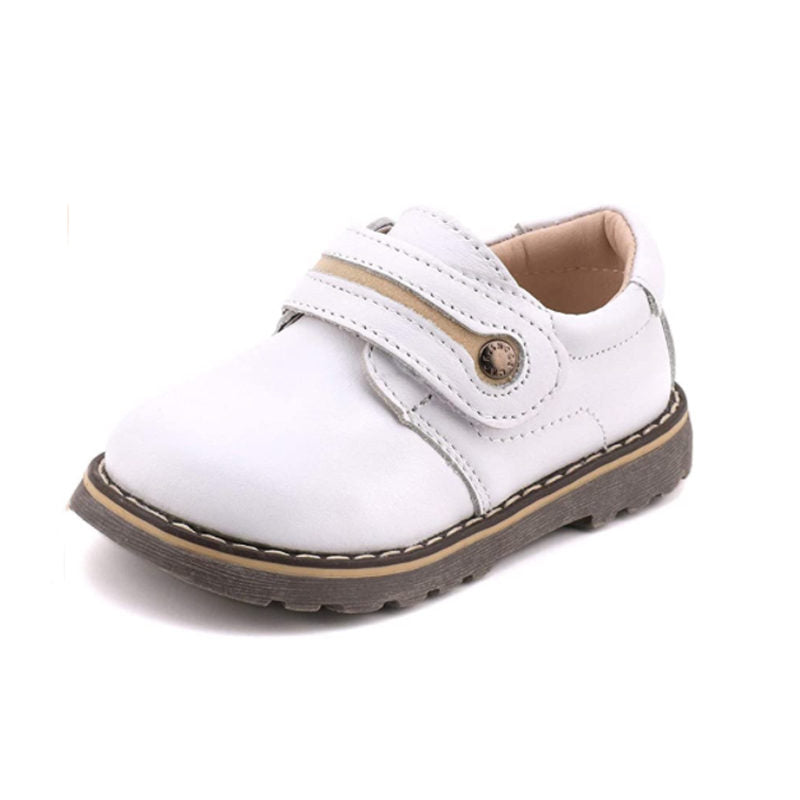 Toddler Boys Leather Loafers British Style Comfort Oxford Dress Shoes-White