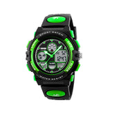 LED Multi Function Sports Waterproof Watch for Kids-Green