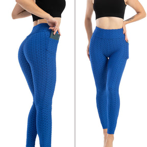 Womens Leggings Ruched Butt Lifting Stretchy Tights with Pockets-Royal Blue