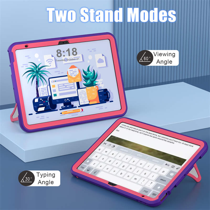Kids Case Heavy Duty Shockproof with Kickstand for iPad 10th 2022-PurpleRosered