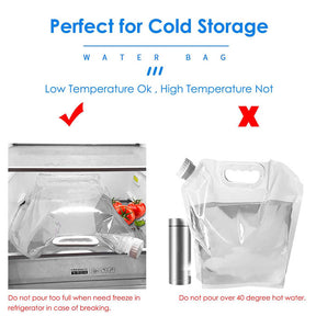 10L 5L Premium Collapsible Water Container Bag BPA Free Food Grade Clear Plastic Storage Jug-Blue White