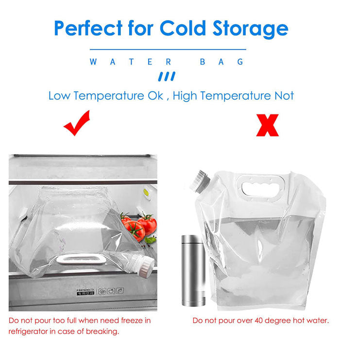 10L 5L Premium Collapsible Water Container Bag BPA Free Food Grade Clear Plastic Storage Jug-Blue White