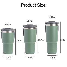 Portable Car Tumbler Cup with Lid and Straw Vacuum Insulated Water Bottle-Green